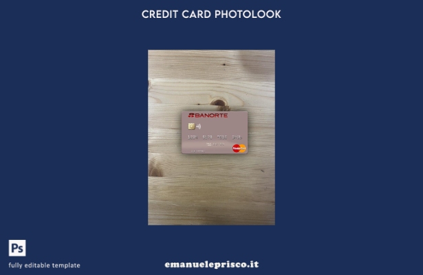 modello frontale photolook mastercard della Mexico Banorte Bank in stile verific